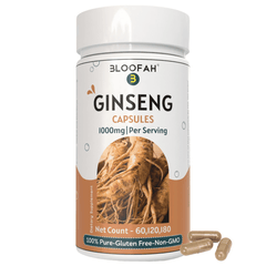 Bloofah Ginseng Capsules 1000mg | Natural Clean Supplement | 100% Pure Ginseng Root Powder Extra Strength, Non-GMO, Gluten-Free Formula Herbal Supplement for Overall Health - Bloofah