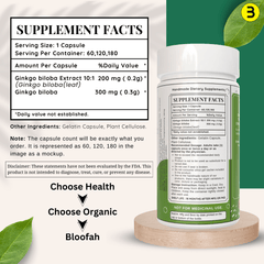 Bloofah Ginkgo Biloba Leaf Capsules 2300mg | 100% Pure Ginkgo Biloba Leaf Extract 10:1 & Powder | Non-GMO, Gluten Free Formula Health Supplement for Overall Wellbeing - Bloofah