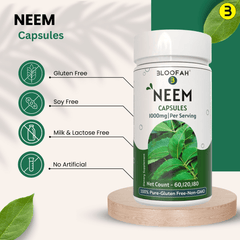 Bloofah Neem Leaf Powder Capsules 1000mg (Azadirachta Indica) Herbal Supplement for Natural Wellness, Non-GMO, Gluten-Free, 100% Pure Neem Leaf Powder For Overall Health - Bloofah