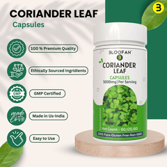 Bloofah Coriander Leaf Extract Capsules 500mg | Pure Coriander (Coriandrum sativum) Leaf Powder Extra Stength 5000mg Per Serving | Rich Vitamin A & C | Natural Body Cleansing & Detox - Bloofah