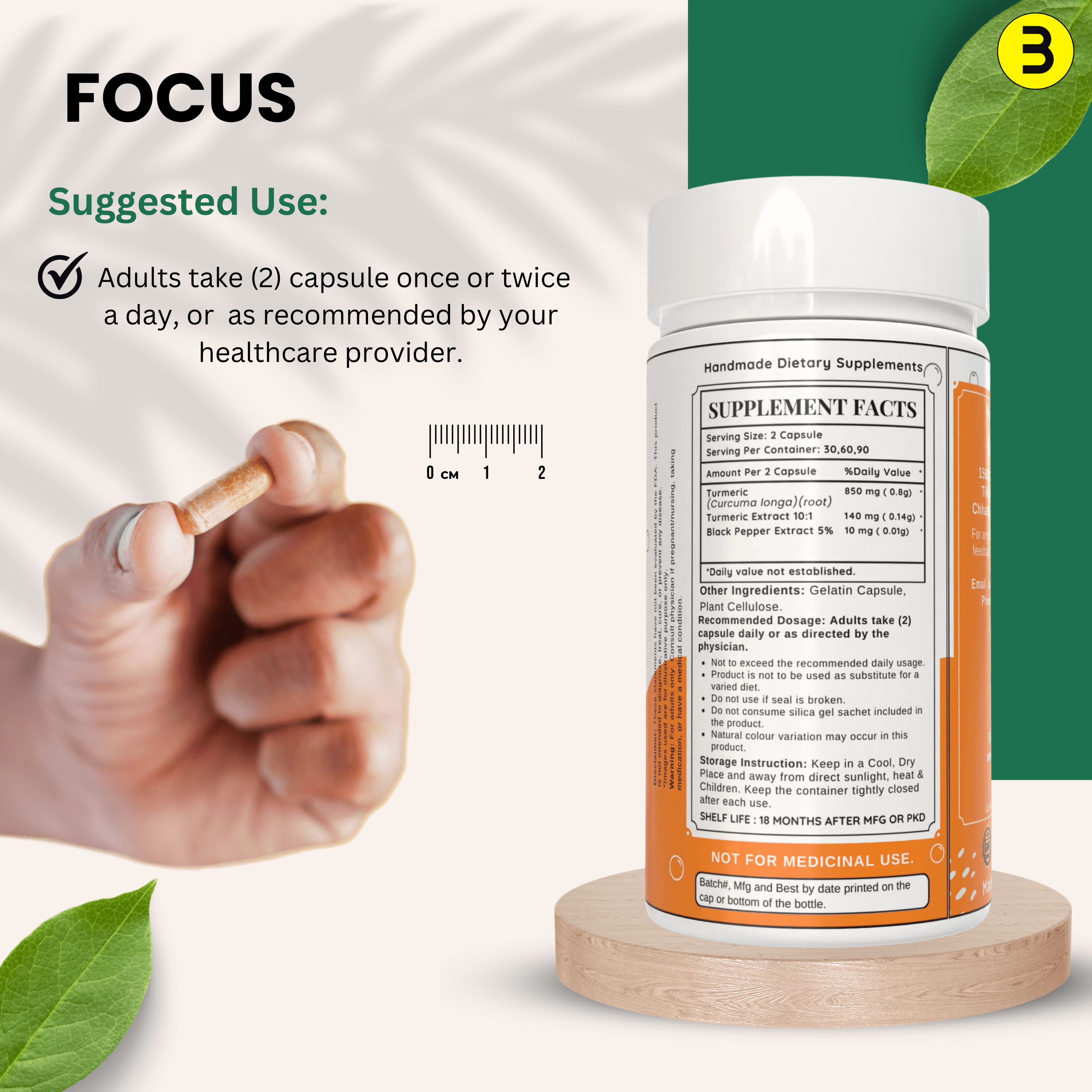 Bloofah Turmeric Curcumin Capsules 1000mg | Turmeric Powder (Cucurma Longa) Extract 10:1, Black Pepper 5% | 100% Pure, Natural, Gluten Free Formula Herbal Supplements for Overall Wellness - Non-GMO - Bloofah