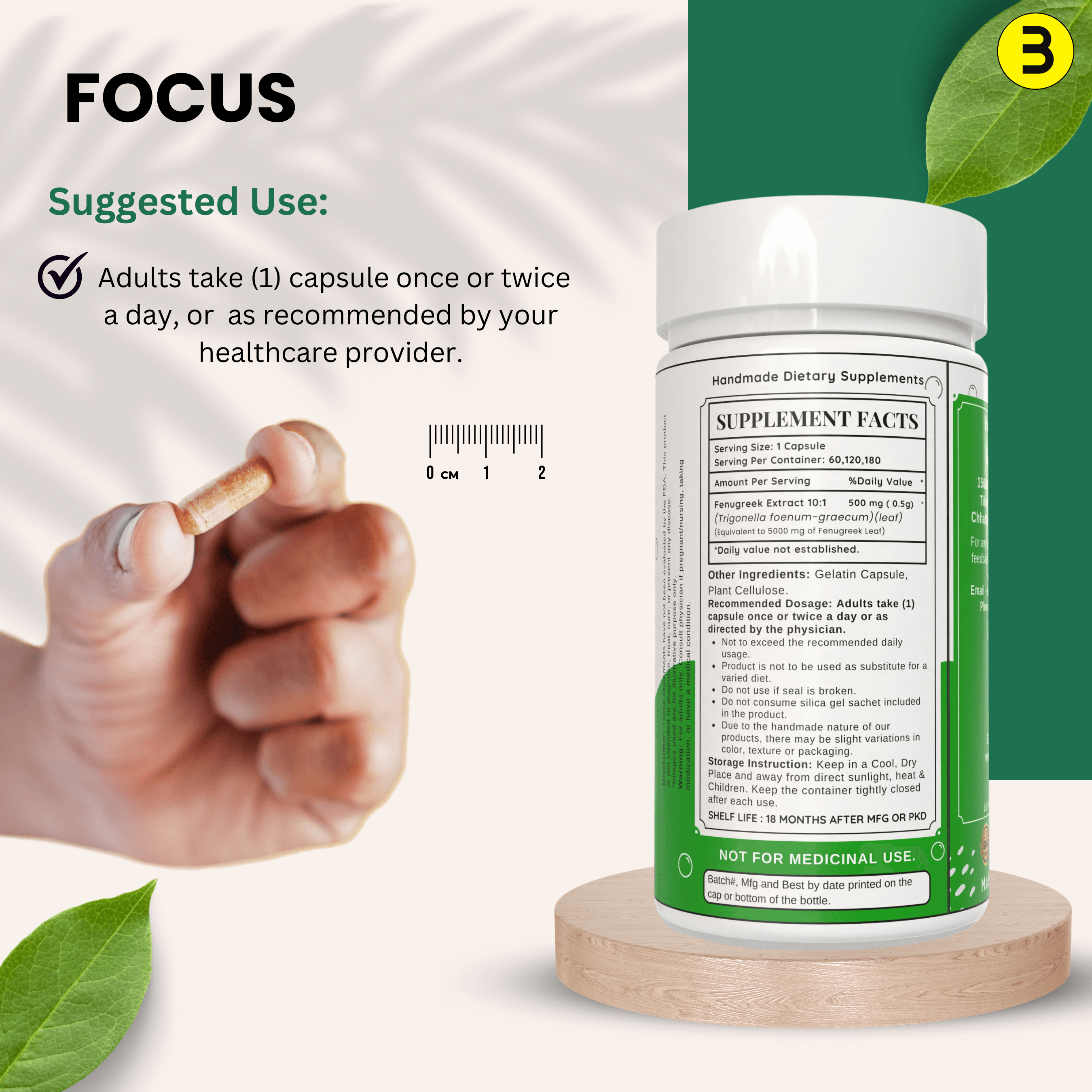 Bloofah Fenugreek Leaf Extract Capsules 500mg | 100% Pure Fenugreek Leaf Powder (Trigonella foenum-graecum) for Overall Good Health | Extra Strength 5000mg Per Serving - Bloofah